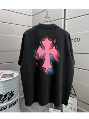 [크롬하츠] 핑크 크로스 로고 티셔츠 (4 COLORS)