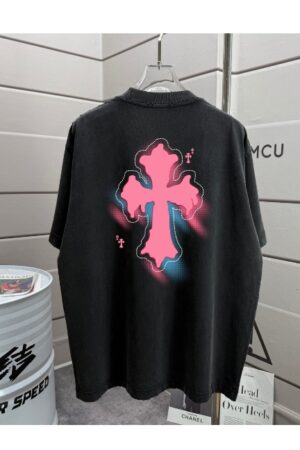 [크롬하츠] 핑크 크로스 로고 티셔츠 (4 COLORS)