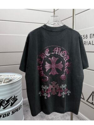 [크롬하츠] 핑크 호스슈 크로스 티셔츠 (4 COLORS)]