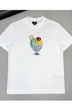 [펜디] 그래픽 프린트 코튼 티셔츠