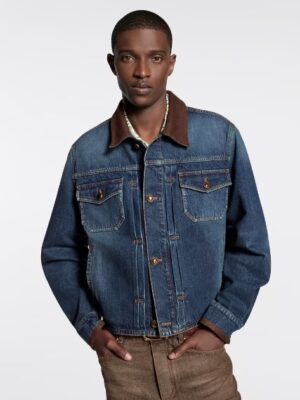 [루이비통] 가죽 디테일 데님 재킷 1AJUYR