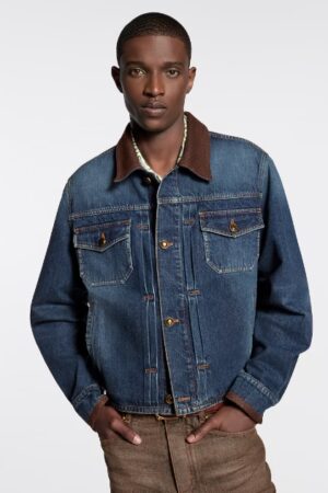 [루이비통] 가죽 디테일 데님 재킷 1AJUYR