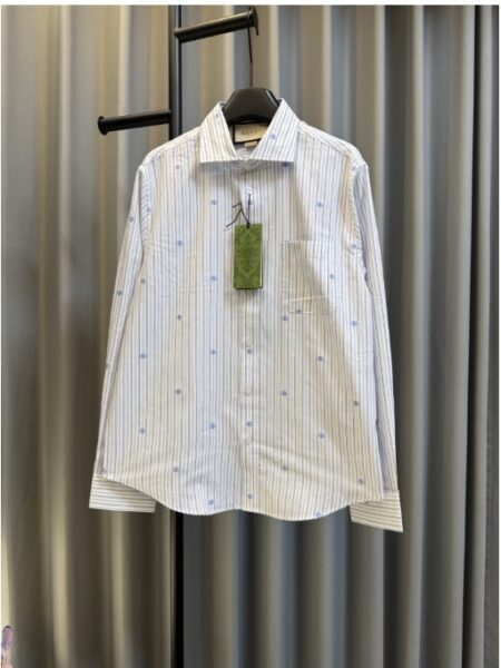 [구찌] GG 스트라이프 코튼 셔츠