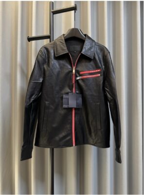 [프라다] 레드 라벨 집업 레더 자켓