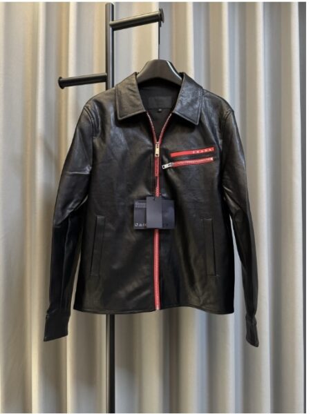 [프라다] 레드 라벨 집업 레더 자켓