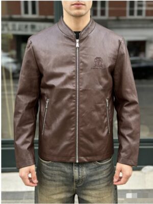 [브루넬로 쿠치넬리] 갈색 가죽 자켓