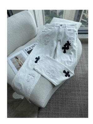 [크롬하츠] 크로스 패치 데님 팬츠