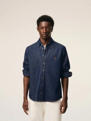 [아미] 드 쾨르 블루 데님 코튼 셔츠 USH786