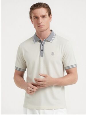 [브루넬로 쿠치넬리] 배색 니트 폴로 셔츠 (2 COLORS)