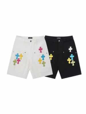 [크롬하츠] 멀티 컬러 크로스 패치 반바지 (2 COLORS)