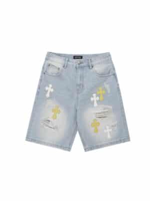 [크롬하츠] 크로스 패치 데님 쇼츠