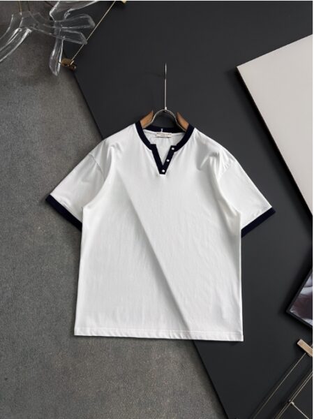 [보테가베네타] 배색 헨리넥 반팔 티셔츠 (2 COLORS)