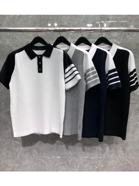 [톰브라운] 4선 배색 카라 니트 티셔츠 (4 COLORS)