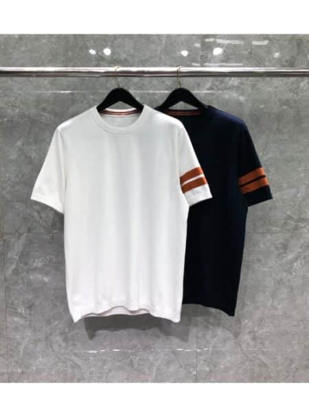 [톰브라운] 브라운 배색 반팔 티셔츠 (2 COLORS)