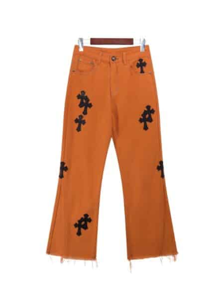 [크롬하츠] 오렌지 크로스 패치 팬츠
