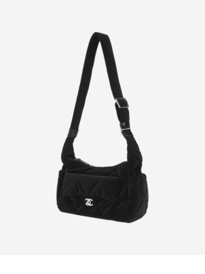 [샤넬] 시즌 CC 로고 퀼팅 벨벳 볼링백 크로스백 블랙 AS5054