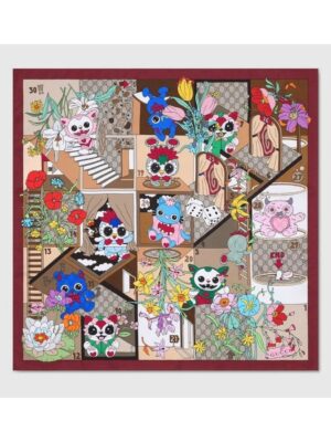 [구찌] 베스티즈 프린트 실크 스퀘어 스카프 (2 COLORS)