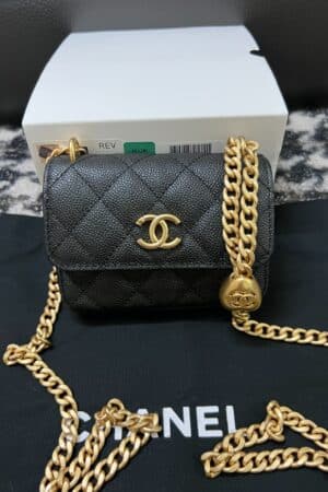 [샤넬] 미니 캐비어 CC 하트볼 클래식 WOC 숄더 크로스백 AP3224