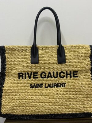 [생로랑] 리브가슈 라피아 토트 백