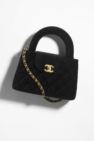 [샤넬] 켈리벡 스몰 벨벳 블랙 금장 AS4416