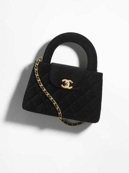 [샤넬] 켈리벡 스몰 벨벳 블랙 금장 AS4416