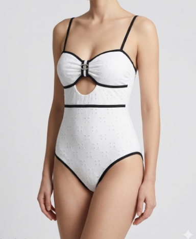 [샤넬] CC 로고 아일렛 수영복