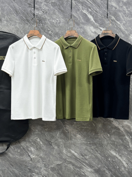 [제냐] 로고 자수 피케 카라 반팔 티셔츠 (3 COLORS)